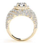 Radiant Fashion Band Round Diamond Engagement Ring in 10K/14K gold and platinum with certified lab-grown or natural diamonds