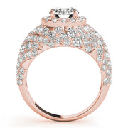 Radiant Fashion Band Round Diamond Engagement Ring in 10K/14K gold and platinum with certified lab-grown or natural diamonds