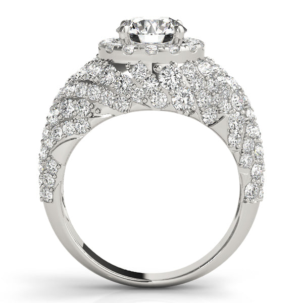 Radiant Fashion Band Round Diamond Engagement Ring in 10K/14K gold and platinum with certified lab-grown or natural diamonds