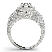 Radiant Fashion Band Round Diamond Engagement Ring in 10K/14K gold and platinum with certified lab-grown or natural diamonds