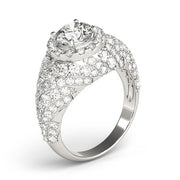 Radiant Fashion Band Round Diamond Engagement Ring in 10K/14K gold and platinum with certified lab-grown or natural diamonds