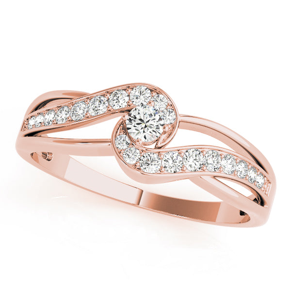 Elegant Sidestone Round Diamond Engagement Ring in 10K/14K gold and platinum with certified lab-grown or natural diamonds