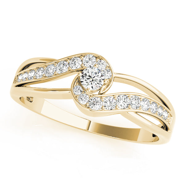 Elegant Sidestone Round Diamond Engagement Ring in 10K/14K gold and platinum with certified lab-grown or natural diamonds
