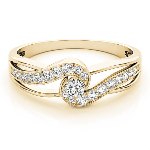 Elegant Sidestone Round Diamond Engagement Ring in 10K/14K gold and platinum with certified lab-grown or natural diamonds
