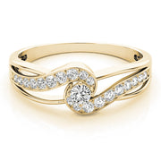 Elegant Sidestone Round Diamond Engagement Ring in 10K/14K gold and platinum with certified lab-grown or natural diamonds