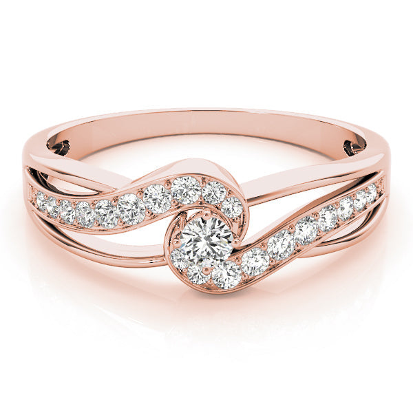 Elegant Sidestone Round Diamond Engagement Ring in 10K/14K gold and platinum with certified lab-grown or natural diamonds