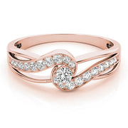 Elegant Sidestone Round Diamond Engagement Ring in 10K/14K gold and platinum with certified lab-grown or natural diamonds