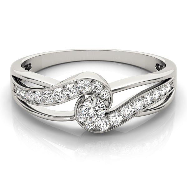 Elegant Sidestone Round Diamond Engagement Ring in 10K/14K gold and platinum with certified lab-grown or natural diamonds