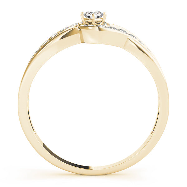 Elegant Sidestone Round Diamond Engagement Ring in 10K/14K gold and platinum with certified lab-grown or natural diamonds