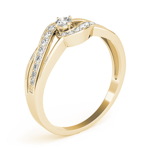 Elegant Sidestone Round Diamond Engagement Ring in 10K/14K gold and platinum with certified lab-grown or natural diamonds