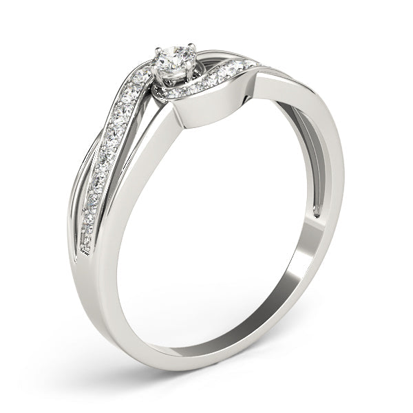Elegant Sidestone Round Diamond Engagement Ring in 10K/14K gold and platinum with certified lab-grown or natural diamonds