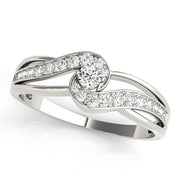 Elegant Sidestone Round Diamond Engagement Ring in 10K/14K gold and platinum with certified lab-grown or natural diamonds