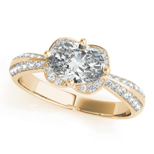 Heirloom Sidestone Oval Diamond Engagement Ring in 10K/14K gold and platinum with certified lab-grown or natural diamonds