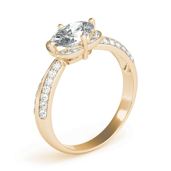 Heirloom Sidestone Oval Diamond Engagement Ring in 10K/14K gold and platinum with certified lab-grown or natural diamonds