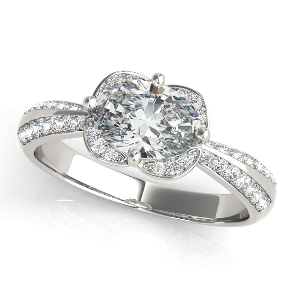 Heirloom Sidestone Oval Diamond Engagement Ring in 10K/14K gold and platinum with certified lab-grown or natural diamonds