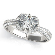 Heirloom Sidestone Oval Diamond Engagement Ring in 10K/14K gold and platinum with certified lab-grown or natural diamonds