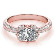 Heirloom Sidestone Oval Diamond Engagement Ring in 10K/14K gold and platinum with certified lab-grown or natural diamonds