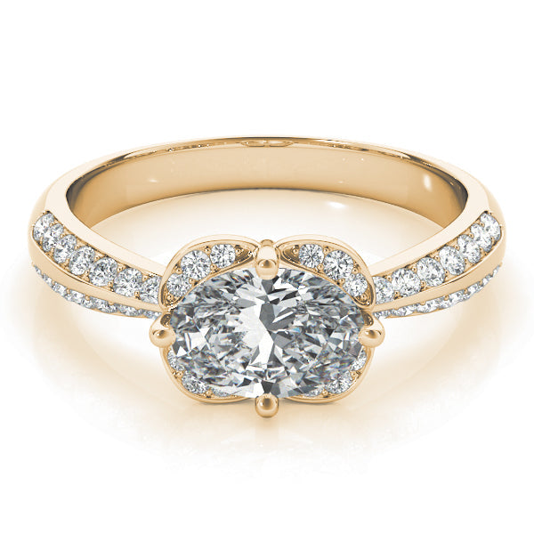 Heirloom Sidestone Oval Diamond Engagement Ring in 10K/14K gold and platinum with certified lab-grown or natural diamonds