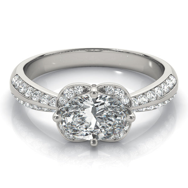Heirloom Sidestone Oval Diamond Engagement Ring in 10K/14K gold and platinum with certified lab-grown or natural diamonds