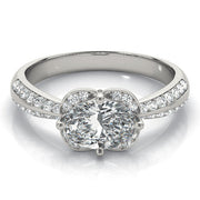 Heirloom Sidestone Oval Diamond Engagement Ring in 10K/14K gold and platinum with certified lab-grown or natural diamonds