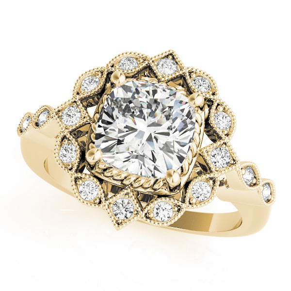 Regal Color Rings Cushion Diamond Engagement Ring in 10K/14K gold and platinum with certified lab-grown or natural diamonds
