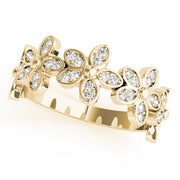 Nature Inspired Floral Stackable Half Eternity Ring in 10K/14K gold and platinum with certified lab-grown or natural diamonds