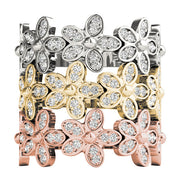 Nature Inspired Floral Stackable Half Eternity Ring in Gold & Platinum