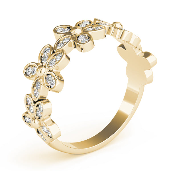 Nature Inspired Floral Stackable Half Eternity Ring in Gold & Platinum