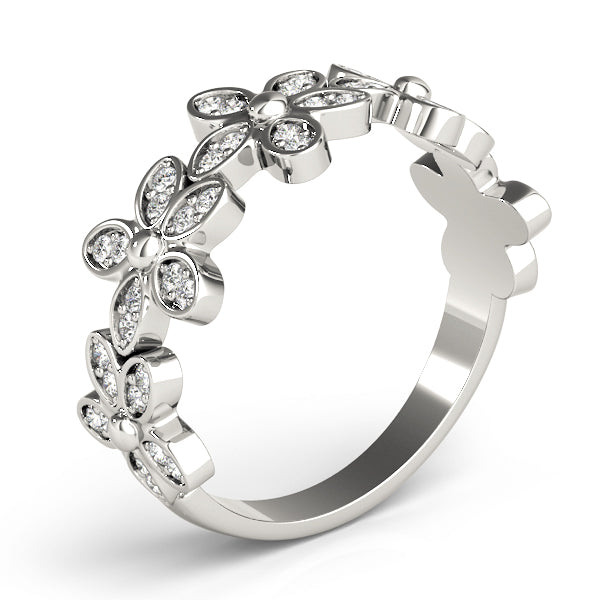 Nature Inspired Floral Stackable Half Eternity Ring in Gold & Platinum