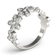 Nature Inspired Floral Stackable Half Eternity Ring in Gold & Platinum
