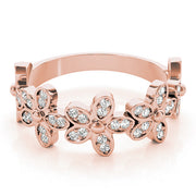 Nature Inspired Floral Stackable Half Eternity Ring in Gold & Platinum