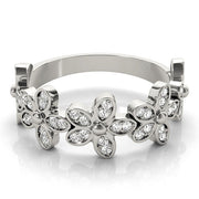 Nature Inspired Floral Stackable Half Eternity Ring in Gold & Platinum