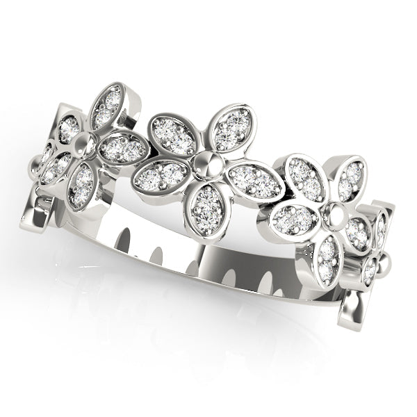 Nature Inspired Floral Stackable Half Eternity Ring in Gold & Platinum