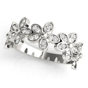 Nature Inspired Floral Stackable Half Eternity Ring in Gold & Platinum