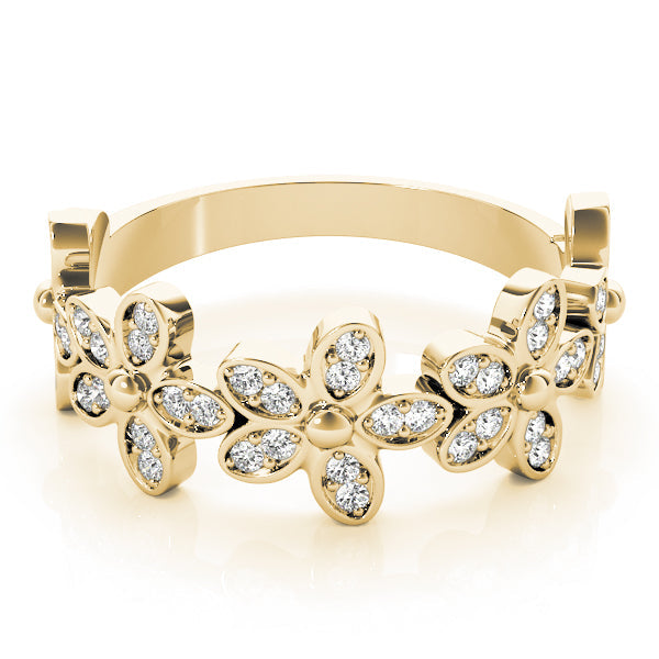 Nature Inspired Floral Stackable Half Eternity Ring in Gold & Platinum