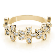 Nature Inspired Floral Stackable Half Eternity Ring in Gold & Platinum