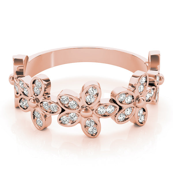 Nature Inspired Floral Stackable Half Eternity Ring in Gold & Platinum