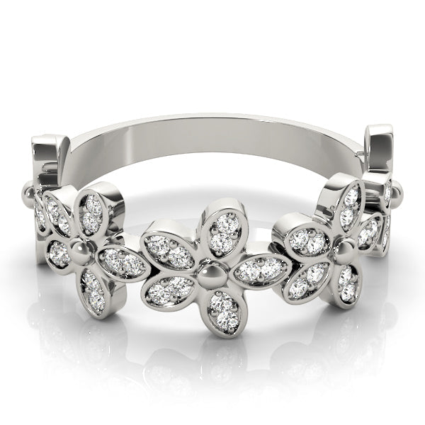 Nature Inspired Floral Stackable Half Eternity Ring in Gold & Platinum