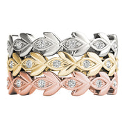 Nature Inspired Floral Stackable Half Eternity Ring in Gold & Platinum