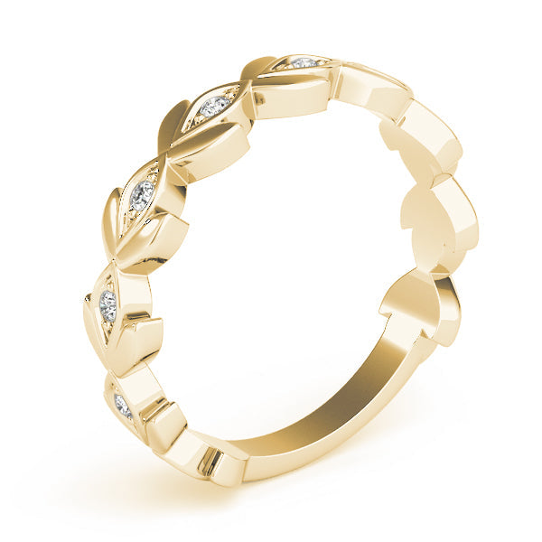Nature Inspired Floral Stackable Half Eternity Ring in Gold & Platinum