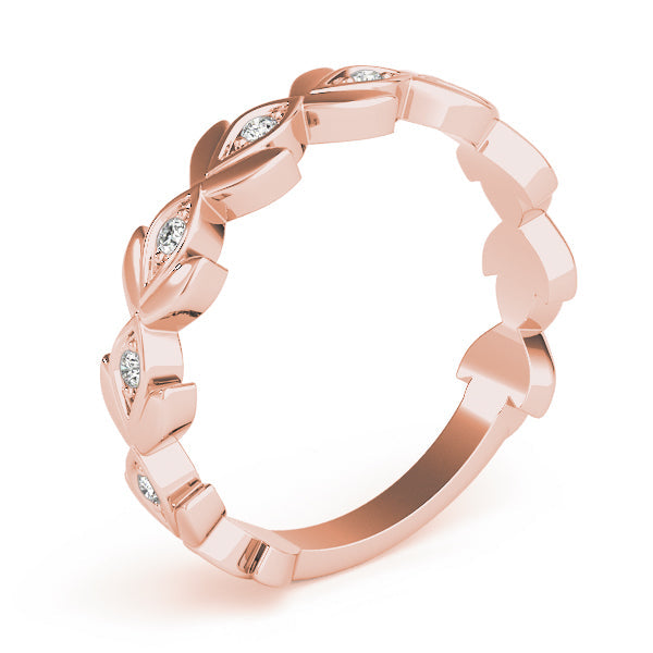 Nature Inspired Floral Stackable Half Eternity Ring in Gold & Platinum