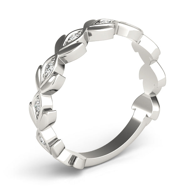 Nature Inspired Floral Stackable Half Eternity Ring in Gold & Platinum