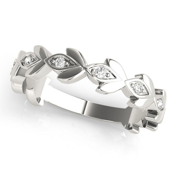 Nature Inspired Floral Stackable Half Eternity Ring in Gold & Platinum
