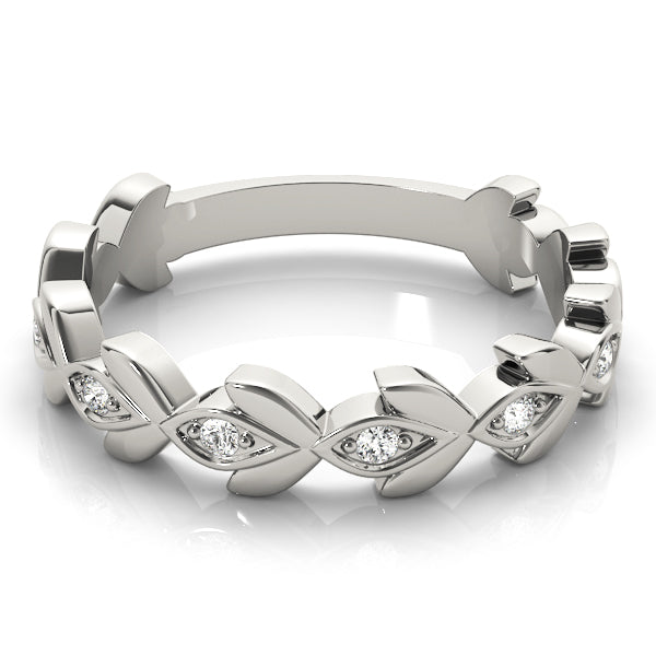 Nature Inspired Floral Stackable Half Eternity Ring in Gold & Platinum