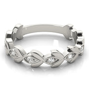 Nature Inspired Floral Stackable Half Eternity Ring in Gold & Platinum