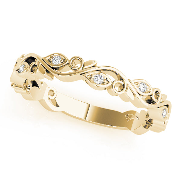Nature Inspired Floral Stackable Half Eternity Ring in 10K/14K gold and platinum with certified lab-grown or natural diamonds
