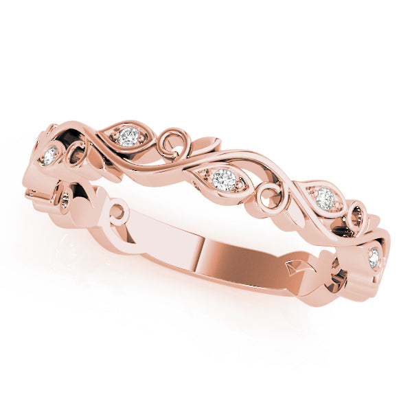 Nature Inspired Floral Stackable Half Eternity Ring in Gold & Platinum