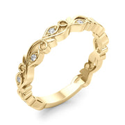 Nature Inspired Floral Stackable Half Eternity Ring in Gold & Platinum