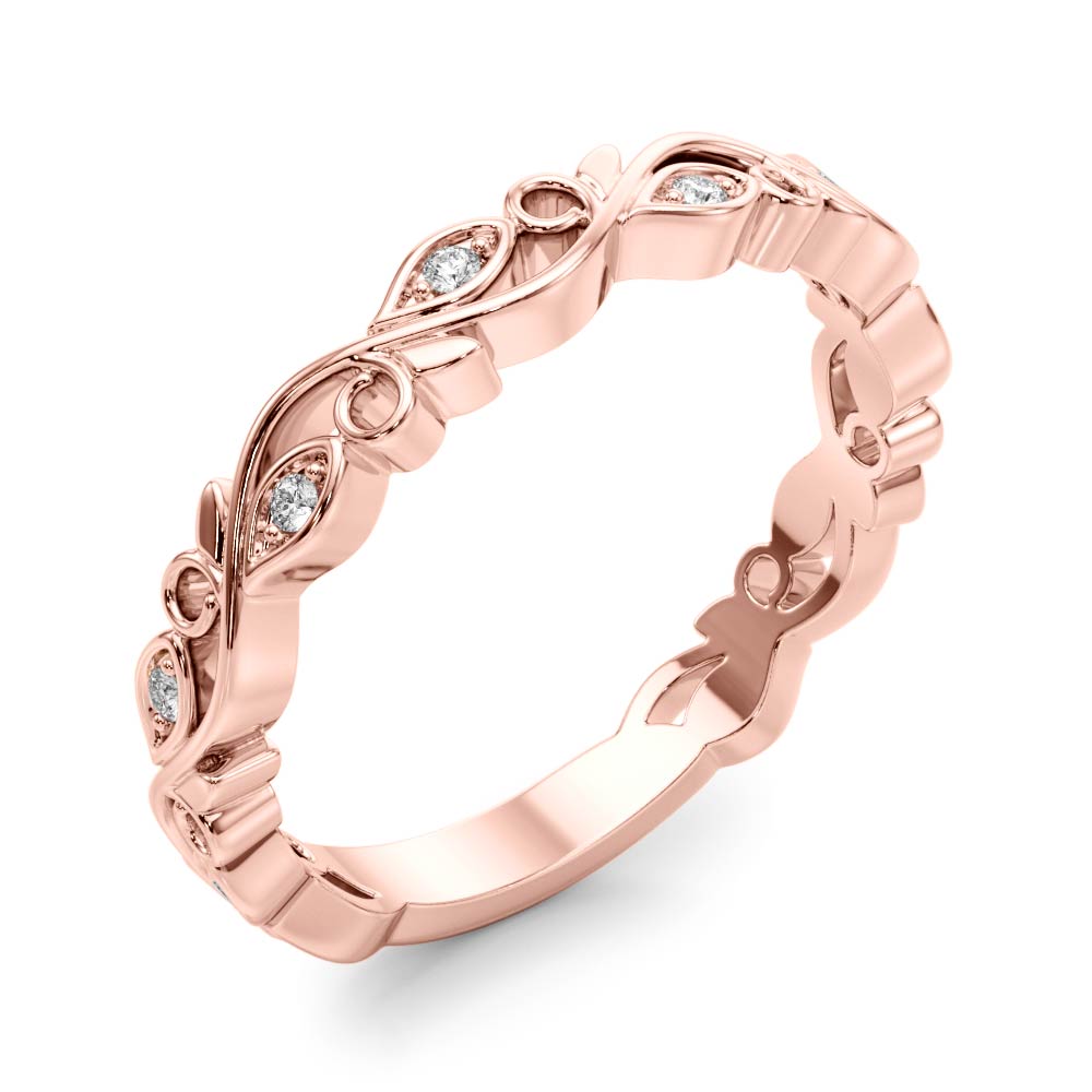 Nature Inspired Floral Stackable Half Eternity Ring in Gold & Platinum