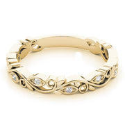 Nature Inspired Floral Stackable Half Eternity Ring in Gold & Platinum